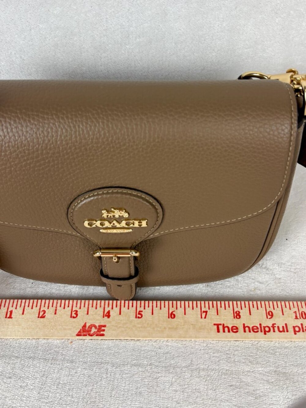Coach NWT Amelia Pebble Leather Saddle Bag in Dark Stone - Picture 12 of 16